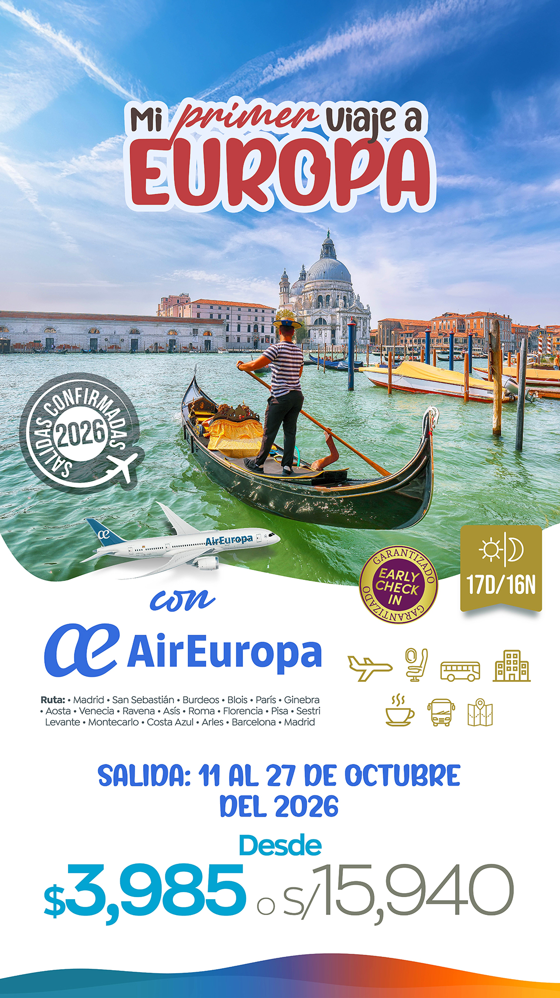 Paquetes a Europa en Octubre, boleto incluido