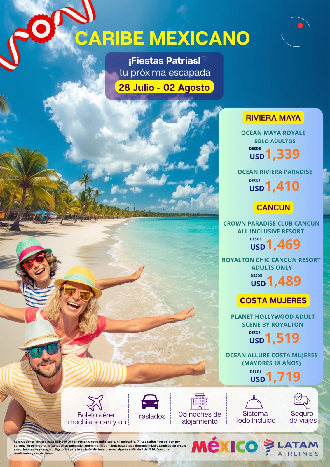 Paquetes Fiestas Patrias en el Caribe Mexicano