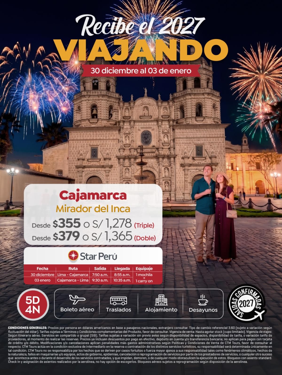 Recibe el año nuevo en Cajamarca