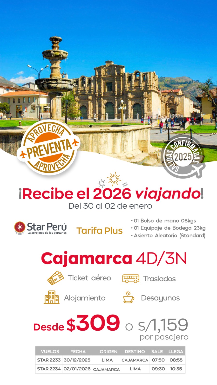 Recibe el año nuevo en Cajamarca