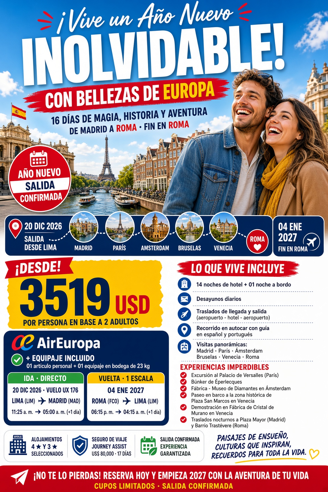 Recibe el año nuevo 2027 en Europa