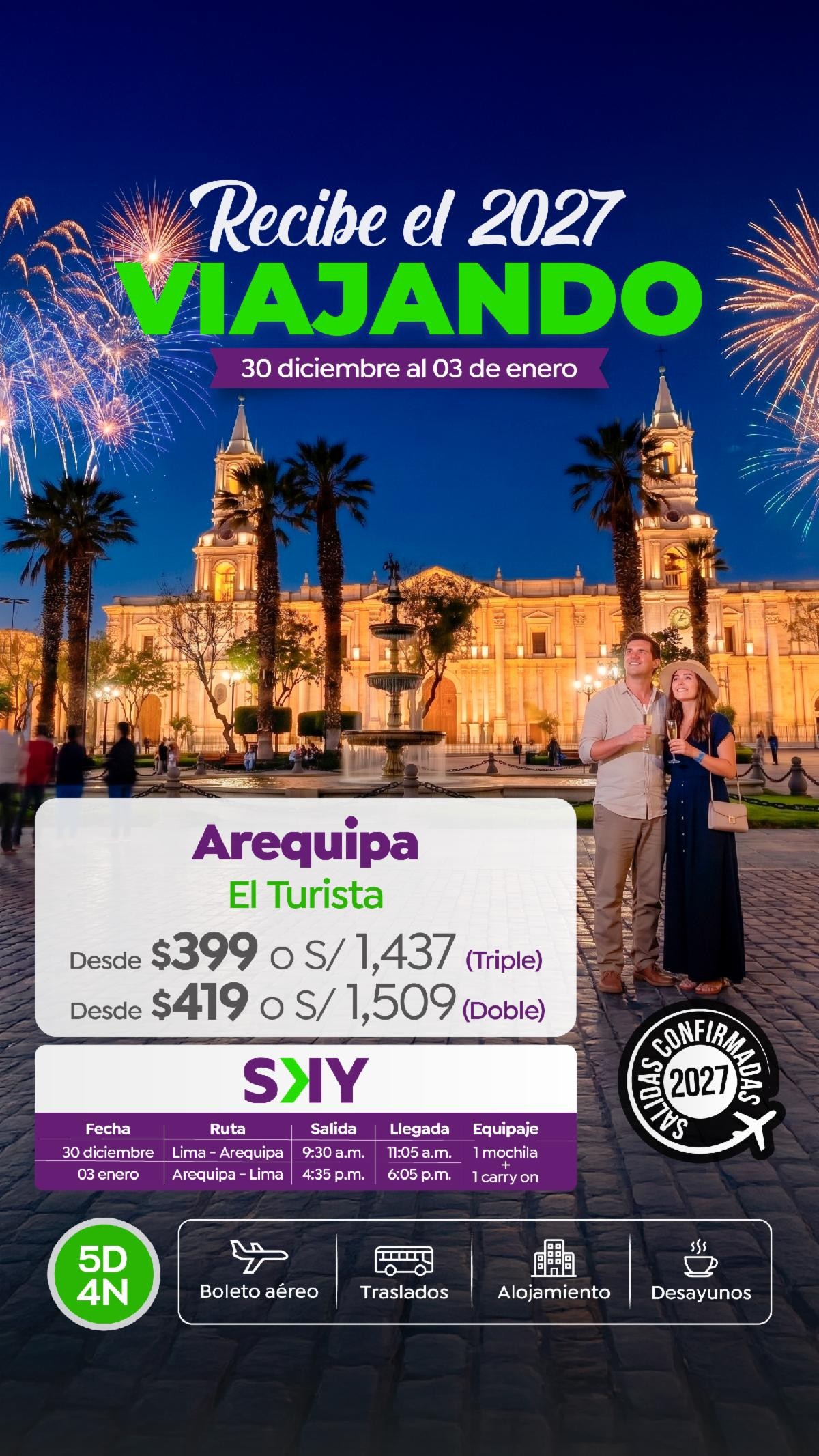 Celebra Año Nuevo 2027 en Arequipa