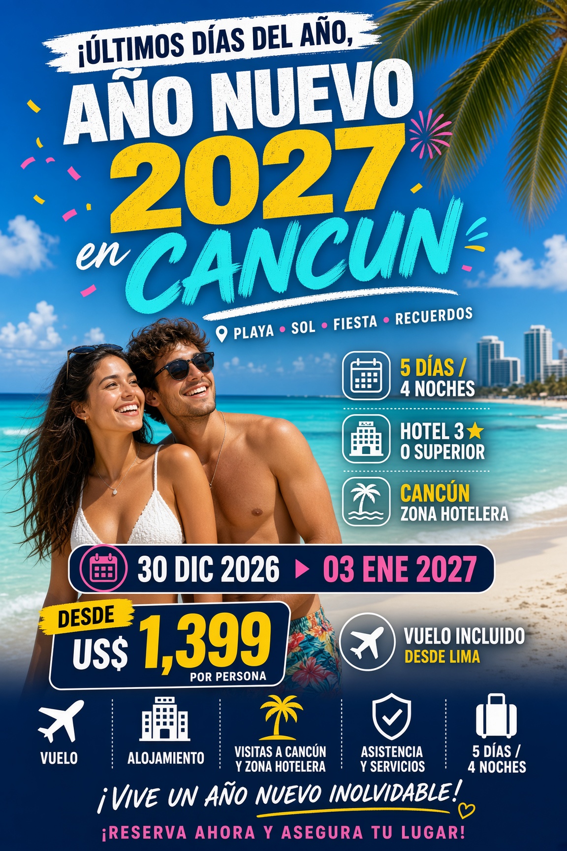 Fiesta año nuevo 2027 en Cancún