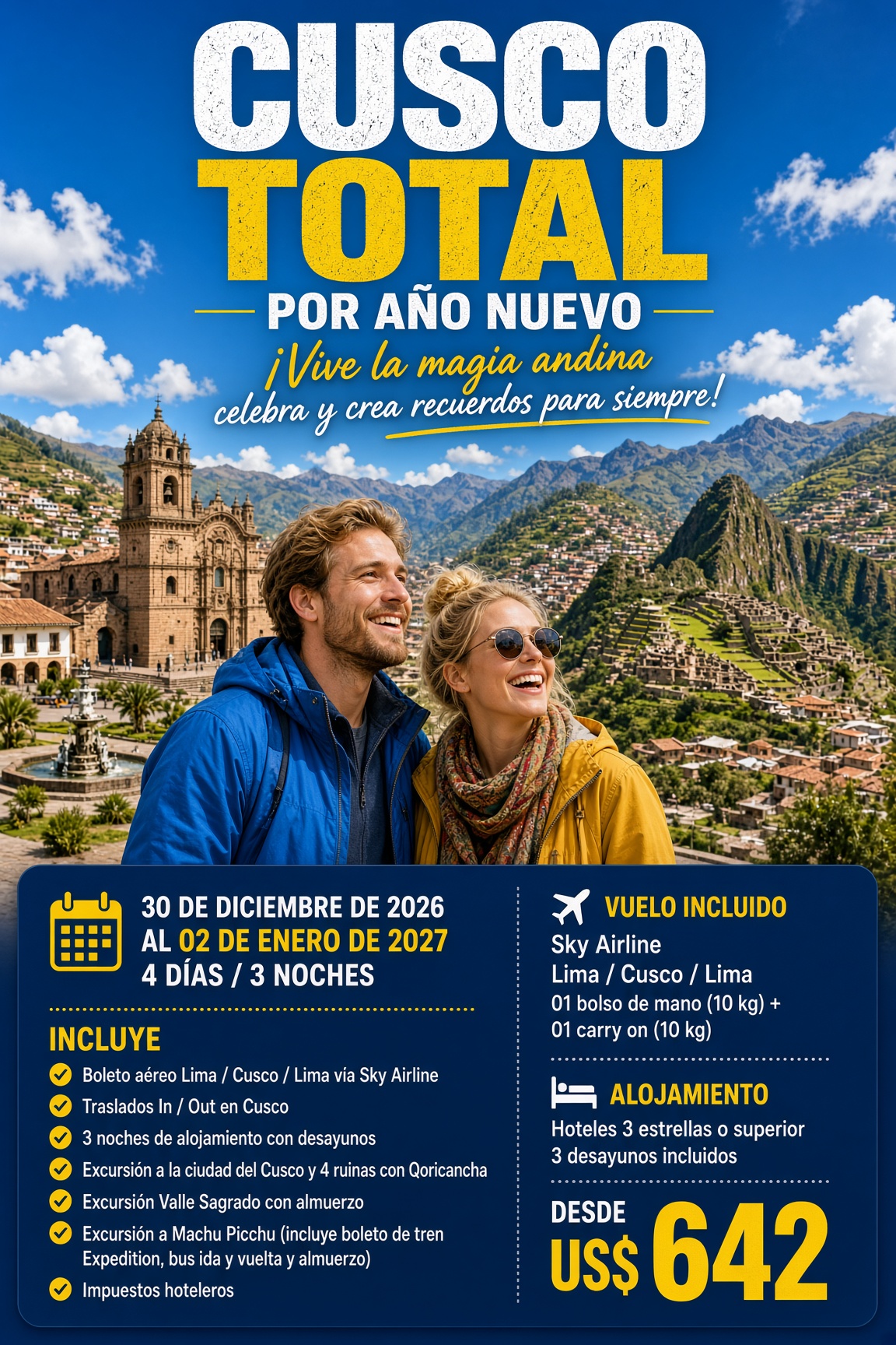 Recibe el año nuevo 2027 en Cusco