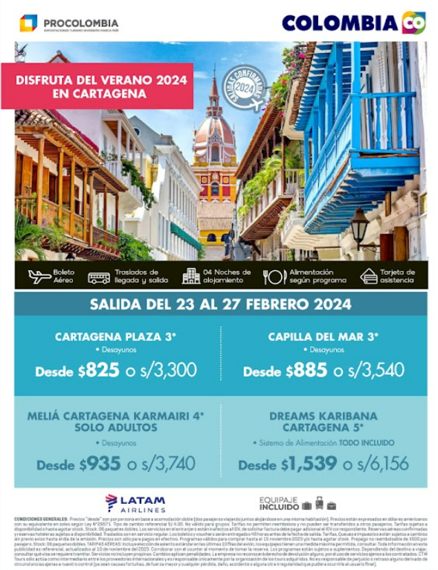 Paquete a Cartagena desde Perú